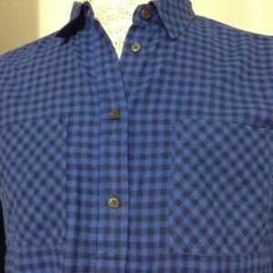 J Crew Shirt Womens 10T Blue Black Classic Plaid Long Sleeve Casual Work Leisure